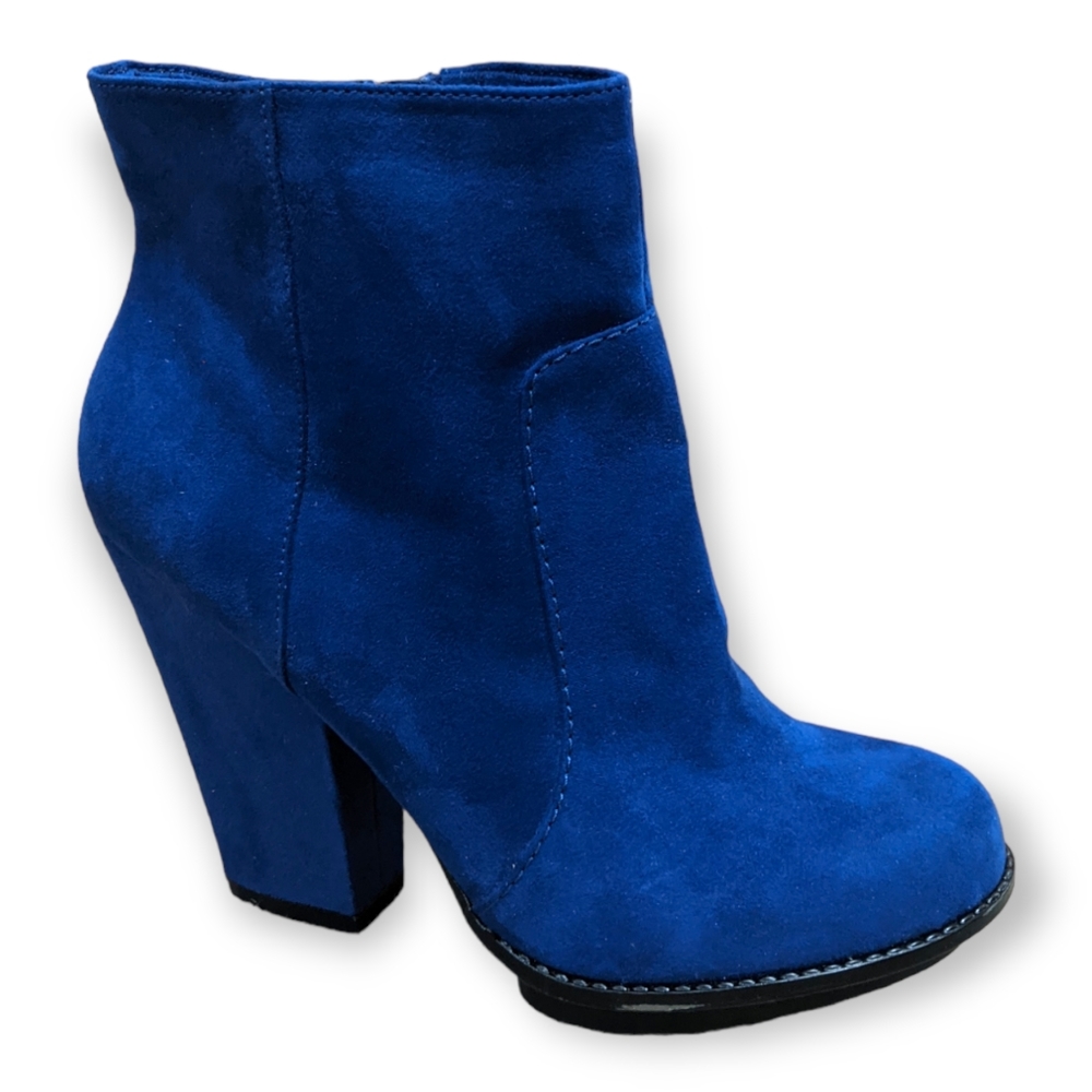 Zara Trafaluc Faux Suede Royal Blue Booties, 7.5